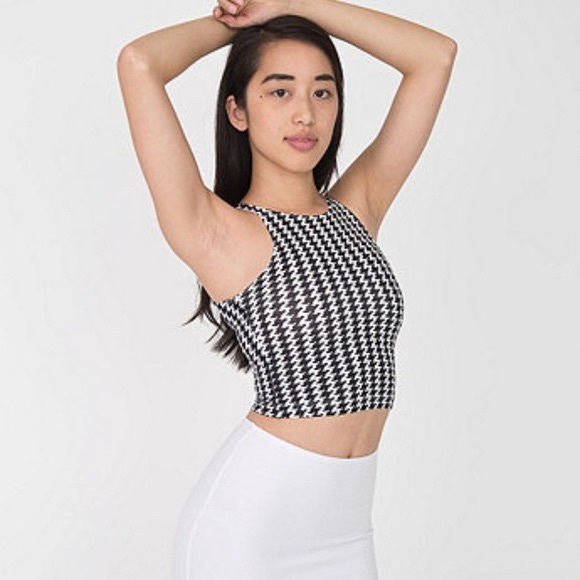 American Apparel Houndstooth Racerback Top Black & White - Picture 1 of 3
